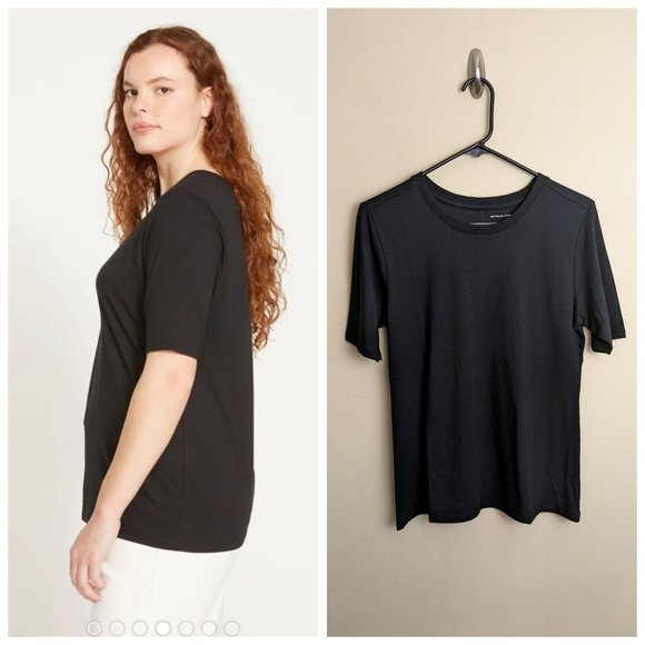 NWT Universal Standard black maia stovepipe sleeve tee  crew neck shirt sz 8 2xs - Picture 1 of 10